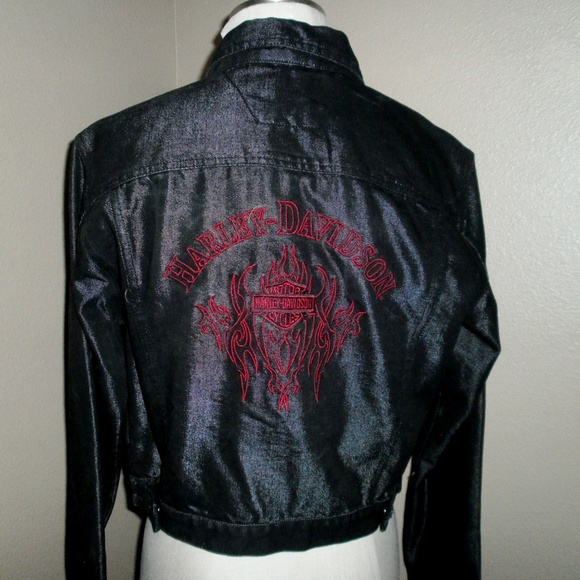 NWOT HARLEY DAVIDSON Cropped Jean Jacket - Picture 4 of 6